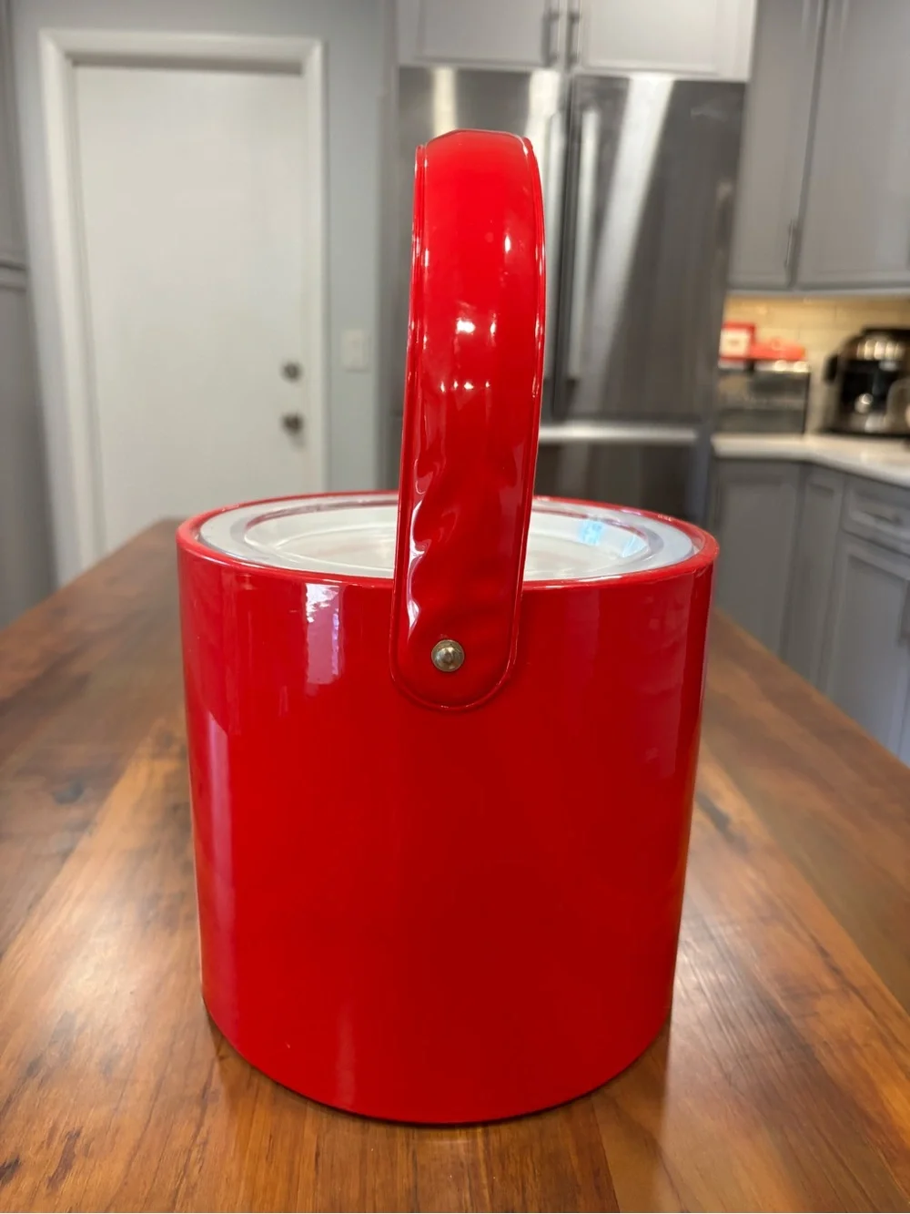Vintage Georges Briard Red & White Ice Bucket